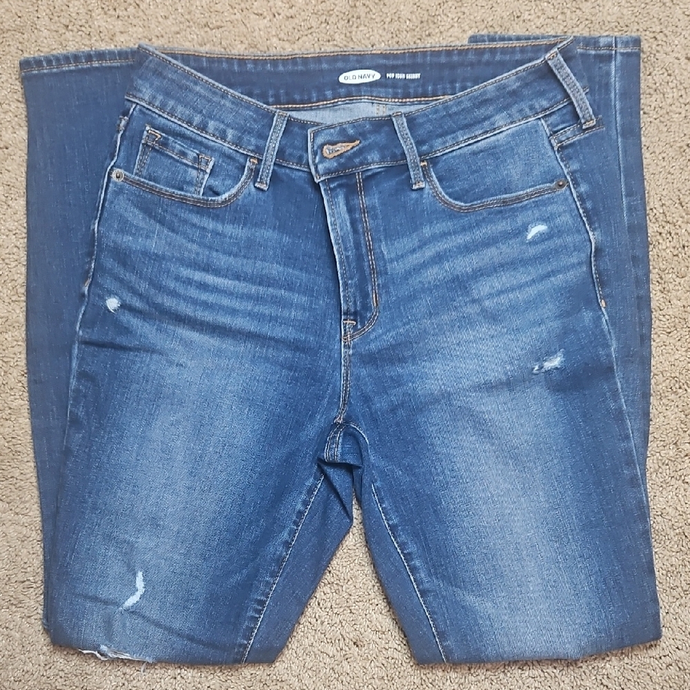 Old Navy Blue Skinny Jeans with Distressed Details